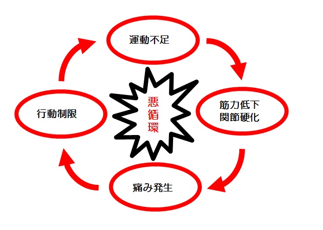 身体活動の 悪循環 から 好循環 へ デイサービス未来中岡